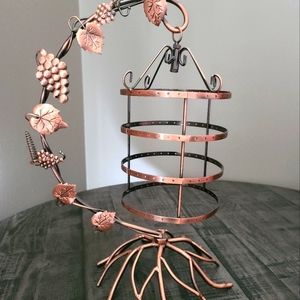 Antique Bronze Birdcage Jewelry Tree Earring Holder Necklace Organizer Display